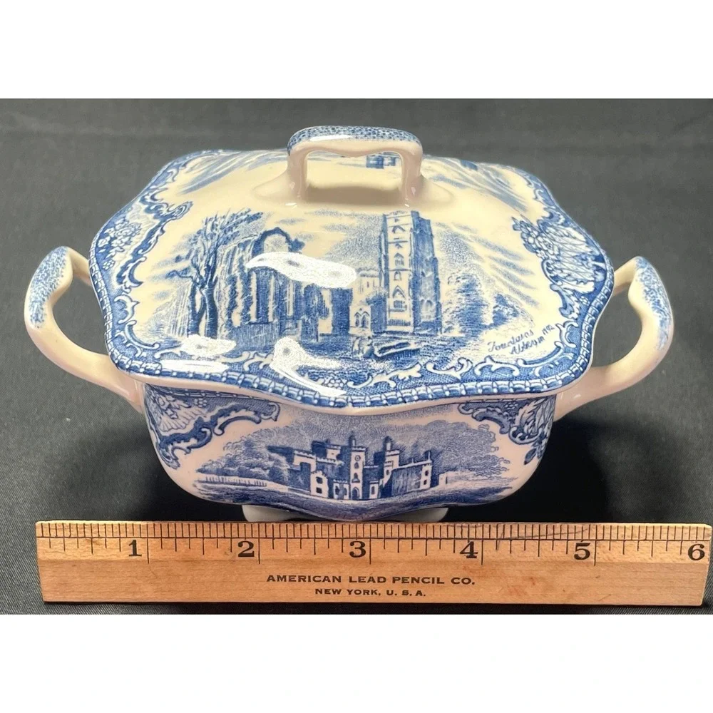 Johnson Brothers Old Britain Castles Blue England Sugar Bowl Creamer Set Vintage
